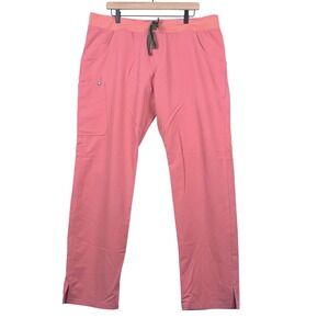 FIGS Womens Kade Technical Cargo Scrub Pants Coral Pink Tall XL XL/T Drawstring